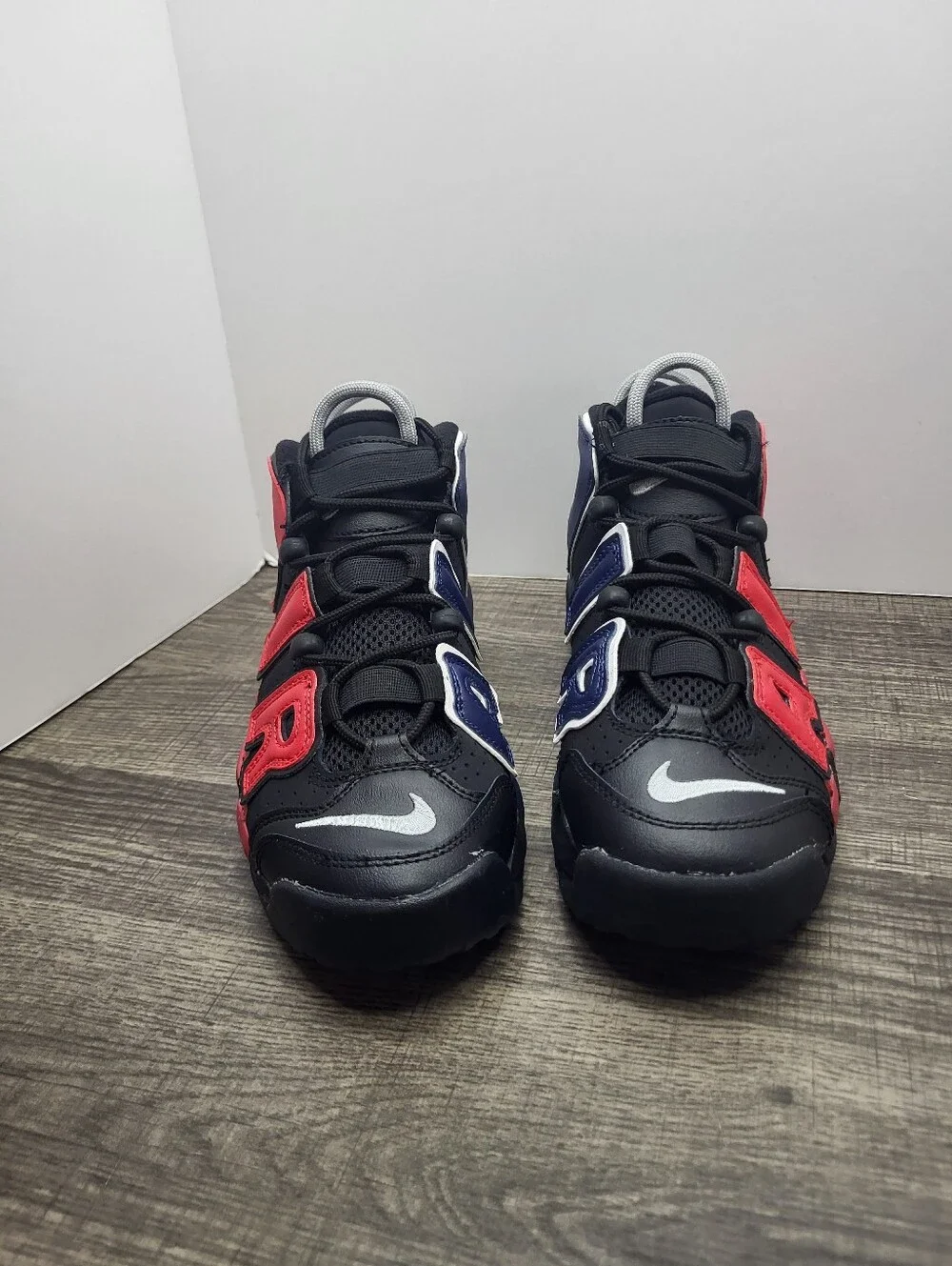Nike Air More Uptempo Boys Sneakers Black Red Blue DM0017-001 Size 5Y